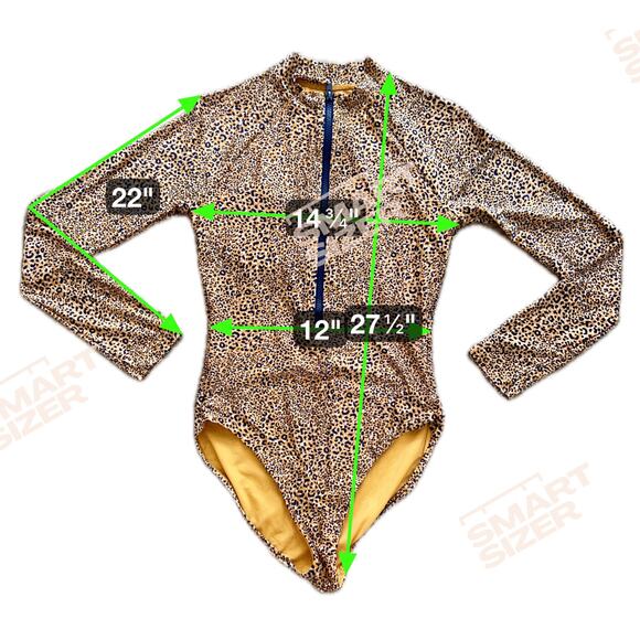 Seafolly Australia One Piece Swimsuit Long Sleeve Zip Rashguard 8 Animal Print - Picture 6 of 6